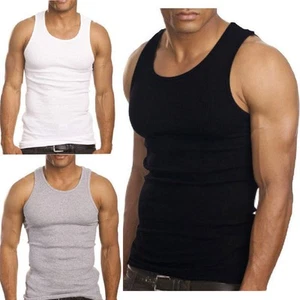 3 Pack Men's A-Shirt Tank Top Gym Workout Undershirt (Slim & Muscle Fit ONLY)... - Picture 1 of 6