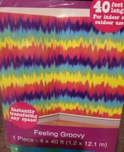 40ft Tye Dye 60's "Feeling Groovy" Peace Party Scene Setter Room Roll Decoration - Picture 1 of 3