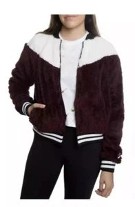 Women’s Nike Wolf Sherpa Bomber Fleece - Burgundy Cream Size M Athleisure Swoosh - Picture 1 of 10