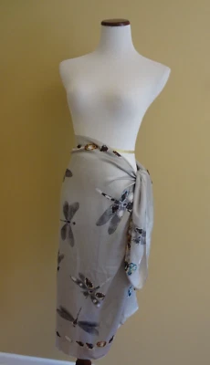 NUEVO CON ETIQUETAS Vimoda Gris Patrón Libélula Encubrimiento Pareo Bikini Cubierta Traje de Baño Cubierta Foto 1 de 4