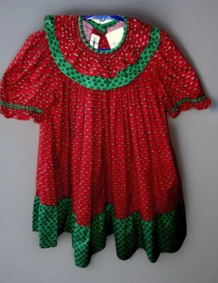 Vestido Strasburg Colección Reliquia de Encaje Rojo Verde Flor Navidad Pradera Puff Foto 1 de 4