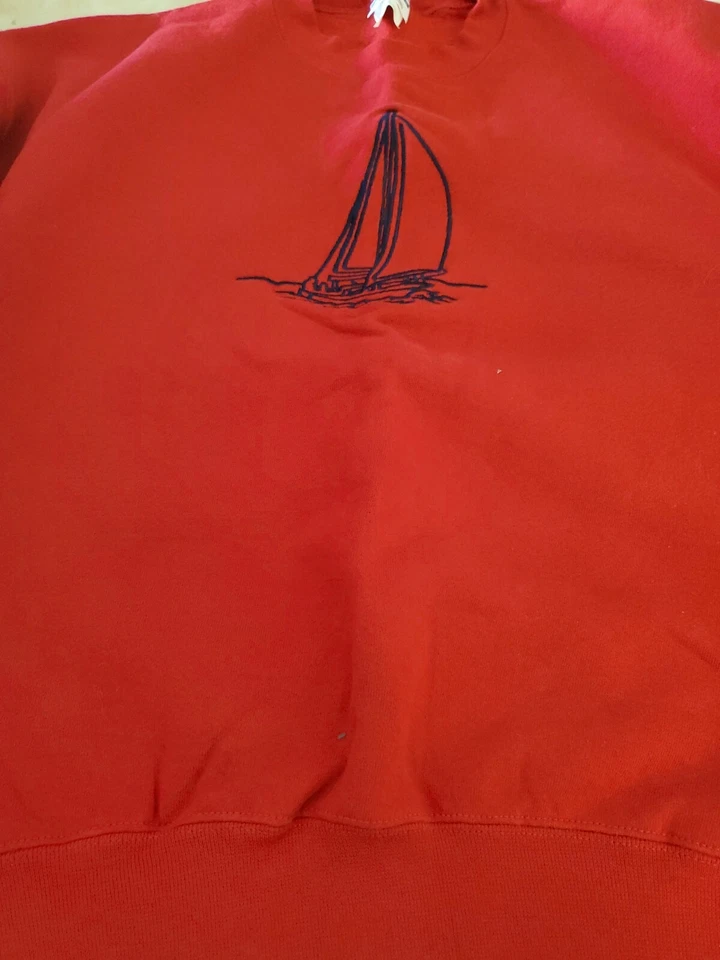 Sudadera de algodón XL para mujer con gráfico de velero rojo Foto 1 de 1
