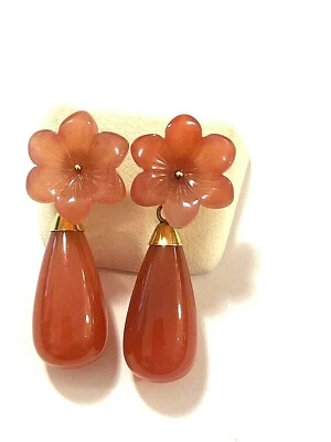 Sogni D'oro Karneol Pampel Ohrhänger 375 er Gold Ohrringe Carneolohrstecker 3,6 - Bild 1 von 4