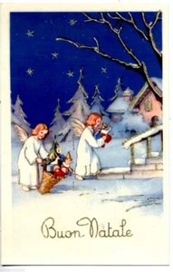 Angeli consegnano Doni Pinocchio Rilievi in Oro Angels PC Circa 1930 Italy - Imagen 1 de 1