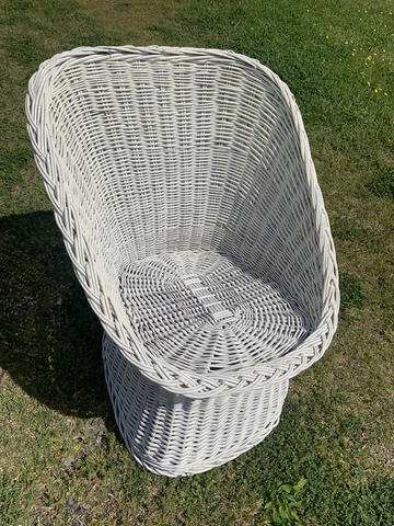 Vintage ⭐️WicKer Accent Chair BOHO ⭐️Rattan 70s Egg Cup Bucket Cover