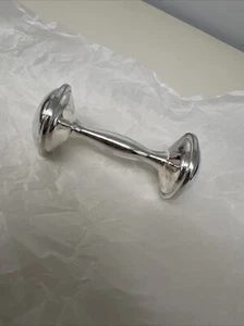 Silver Plated Barbell Baby Rattle Approximately 3.5” Length - Picture 1 of 11