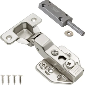 3/8" Half Overlay Frameless Soft Push-Open Magnetic Latch Cabinet Door Hinges - Picture 1 of 15