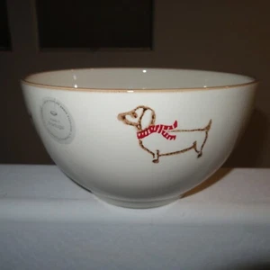 Dachshund Holiday Portugal  Tan/Beige Stoneware Mixing Baking LARGE Bowl NEW - Picture 1 of 9