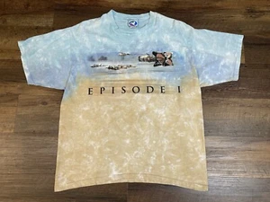 Vintage 90’s Star Wars Liquid Blue Tee Shirt Size L Episode I - Pod Racer (Rare) - Bild 1 von 7