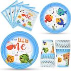 Kids Birthday Tableware Party Supplies Happy Fish Themed 16 person 130Pcs UK