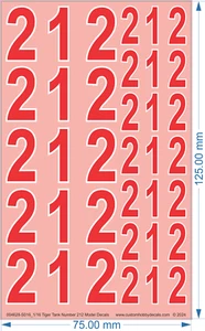 Tiger Tank Number 212 Model Decals - 1/16 - Water Decal - Picture 1 of 2