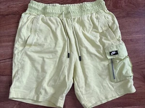 Women’s Nike athletic shorts, size medium, yellow cotton Bermuda style - Picture 1 of 4