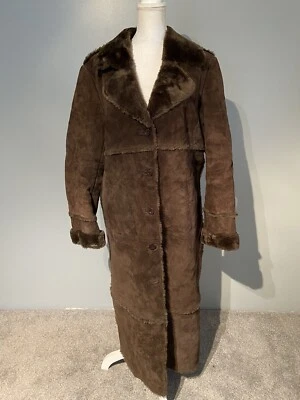 Newport news 1x suede long coat with faux fur lining - Image 1 of 4