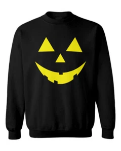 Pumpkin Face - Jack O' Lantern Yellow Halloween Spooky Toddler Crewneck Sweater - Picture 1 of 8