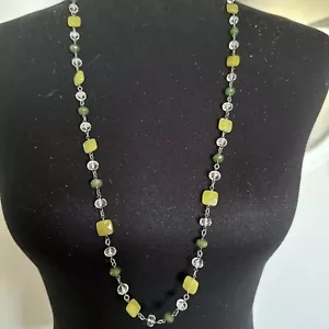 Silpada 925 Sterling Silver Green Jade Olive Crystal Long Necklace N1247 RETIRED - Picture 1 of 5