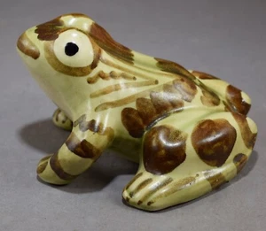 VINTAGE BRUSH MCCOY POTTERY CERAMIC FROG BROWN AND GREEN 4.5" LONG NOSE TO TAIL - Picture 1 of 7