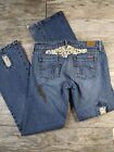 Hint Jeans Junior Size 7 Low Rise Boot Cut Distressed Embroidered Vintage
