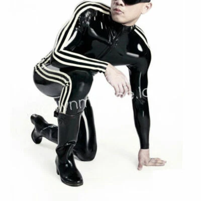 100%Latex Rubber Black Catsuit Uniform set Suit BodySuit Full Cover 0.4mm Party - Bild 1 von 4