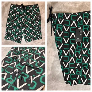 NEW RVCA Strike Size 30 Board Short Surf Swim Trucks Green Black NWT - Picture 1 of 7