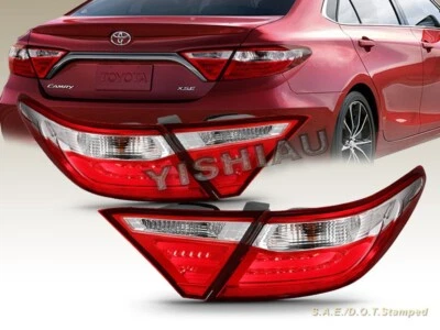 2015 2016 2017 TOYOTA CAMRY SEDAN LANTERNAS TRASEIRAS VERMELHAS L.E.D 4 PEÇAS - Imagem 1 de 4