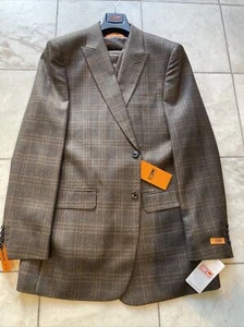 NWT STEVEN LAND Men's Multi Color Vested Plaid Suit Modern 2Buttons Size 44L - Picture 1 of 11
