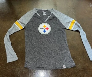 Pittsburgh Steelers Women's Majestic V Neck Long Sleeve NFL Shirt, Size Small - Picture 1 of 4