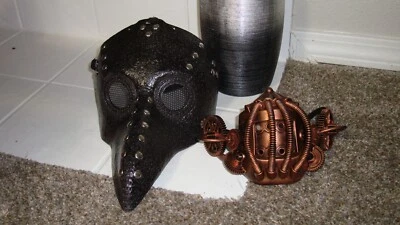 Media máscara de plástico Plague Doctor Steam Punk nariz larga pájaro pico engranajes boca cubierta Foto 1 de 4