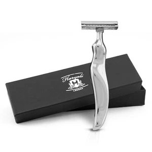 Maquinilla de afeitar de seguridad de doble filo para hombres y mujeres de acero inoxidable con agarre ondulado para hombres y mujeres - Imagen 1 de 9