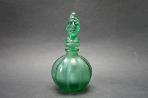 Antigua botella de perfume checa Art Deco, vidrio verde esmerilado Dauber - Imagen 1 de 7