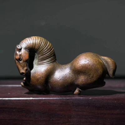 Chinese Old Bronze Copper Statue Hand Carved Horse,Antique handicraft ornaments - Image 1 of 4