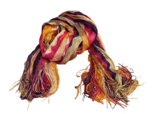 Schal Fransen Acetat Made In Italy hellbraun, orange, lila, gold, rosa - Bild 1 von 1