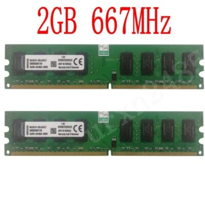 Kingston 4GB 2x 2GB PC2-5300 DDR2-667 KVR667D2N5/2G 240Pin Desktop Memory RAM - Image 1 of 4