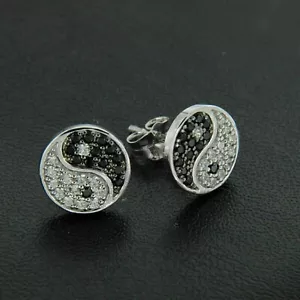 2 Carato Diamanti Finti Placcato Oro Bianco Argento Uomo Grappolo Lobo Orecchini - Foto 1 di 5