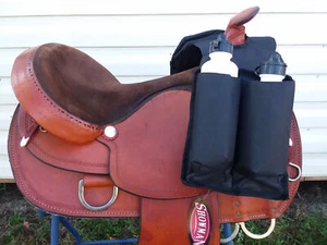 Showman Western Saddle Insulated Cordura Nylon Horn Bags Water Bottles & Pocket - Picture 1 of 26