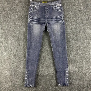P2 Pink Pump Fleece Lined Leggings Womens Small Pullon Pant Blue Jean Look - Picture 1 of 7