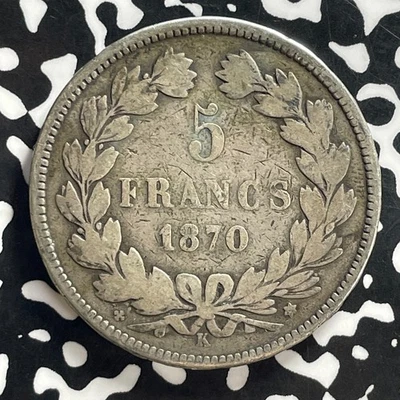 1870-K France 5 Francs Lot#JM0070 Large Silver! KM#818.2 - Image 1 of 2