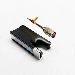 4/4 Violin Frog Silver Parts Ebony Frog Screw Button Bow Abalone Blank No Eye - Picture 1 of 3