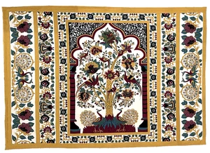 Lebensbaum Pfau Wandbehang Boho Made in India Bett Tischauflage 61"Hx86"B - Bild 1 von 9