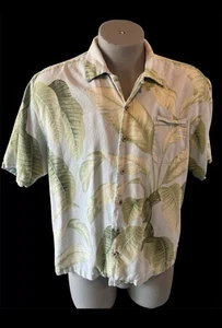 Jamaika Jaxx Herren Hemd Ärmel Kork Knopf Seidenhemd Gr. Large Tropical Beach - Bild 1 von 12