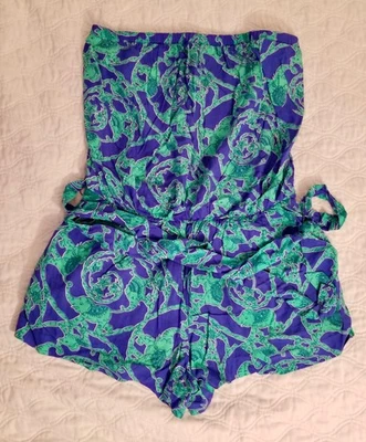 Mameluco sin tirantes Lilly Pulitzer con bolsillos azul con elefantes verdes talla L Foto 1 de 4