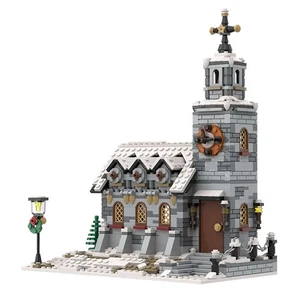 MOC Winter Church 11'' Model Building Blocks Set 1074 PCS Architecture Bricks - Picture 1 of 4