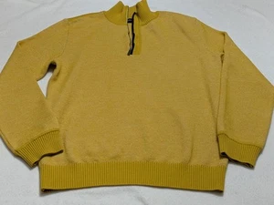 Zegna Sport 1/4 Zip Sweater Wool Mustard Yellow Long Sleeve Men's Size Medium - Picture 1 of 13