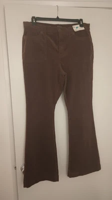 ПРИВЕТ ВЕСНА!!! высокая талия средний коричневый вельвет flare штанины размер 16 $10.00 - Изображение 1 из 4