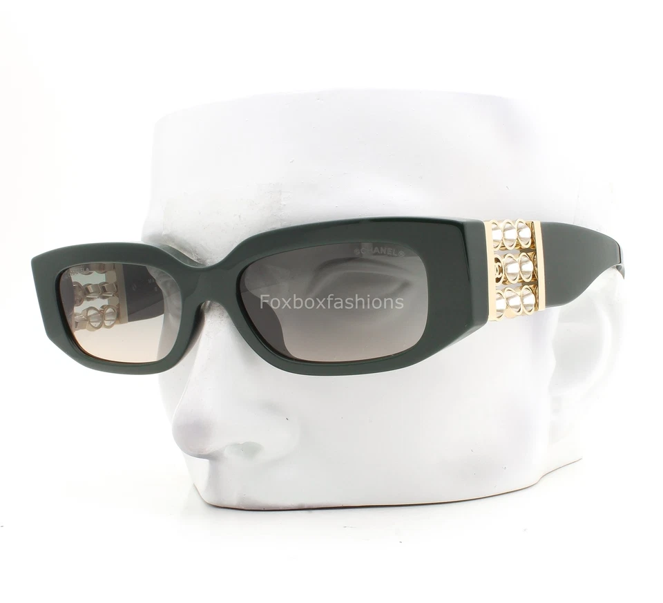 Gafas de sol Chanel ch5544A 1791/S3 verde oscuro cuentas giratorias transparentes con estuche Foto 1 de 4