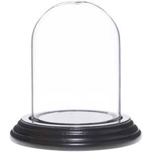 Plymor 2.5" x 3.5" Small Glass Display Dome Cloche (Black Wood Veneer Base) - Picture 1 of 1