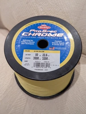 Оплетка для морской воды хромированная Berkley ProSpec 50 фунтов 3500 ярдов - высокая видимость желтая  - Изображение 1 из 2