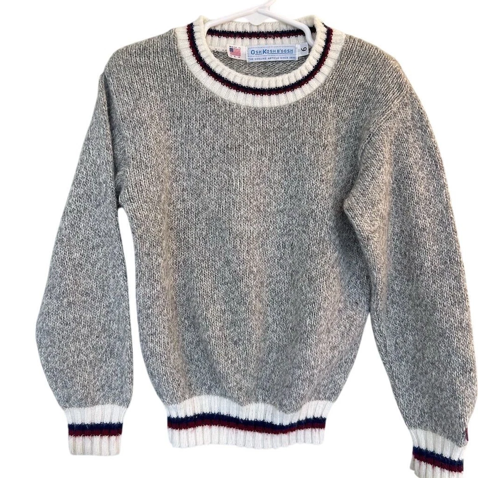 OshKosh B'gosh Boys Vintage Gray Knit Sweater Size 6 Long Sleeve - Image 1 of 4