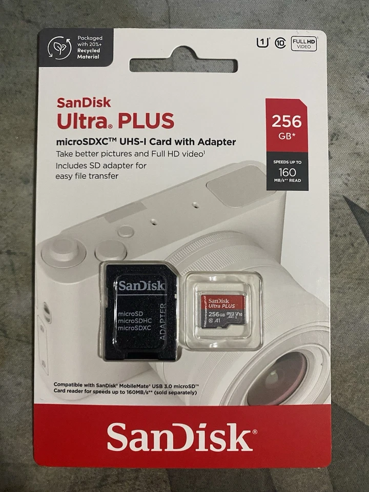 SanDisk Ultra Plus 256GB MicroSDXC UHS-I Card with Adapter - Image 1 of 1