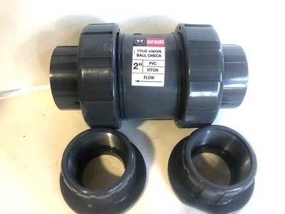 2" Hayward TC10200ST PVC True Union Ball Check Valve Viton Seats New in Box - Image 1 of 3