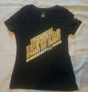 Mercancía Genuina Milwaukee Brewers Mujer Cuello en V Azul Jaspeado Camiseta Grande - Imagen 1 de 5